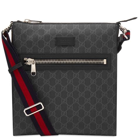 gucci gg black messenger bag|Gucci black leather Messenger bag.